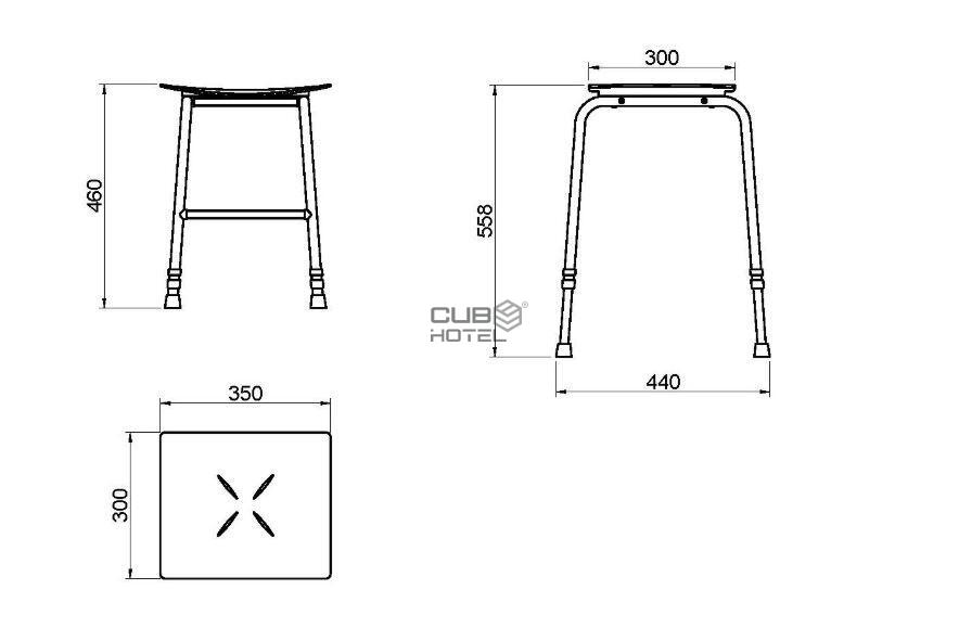 Shower seat with 4 adjustable legs White ABS
